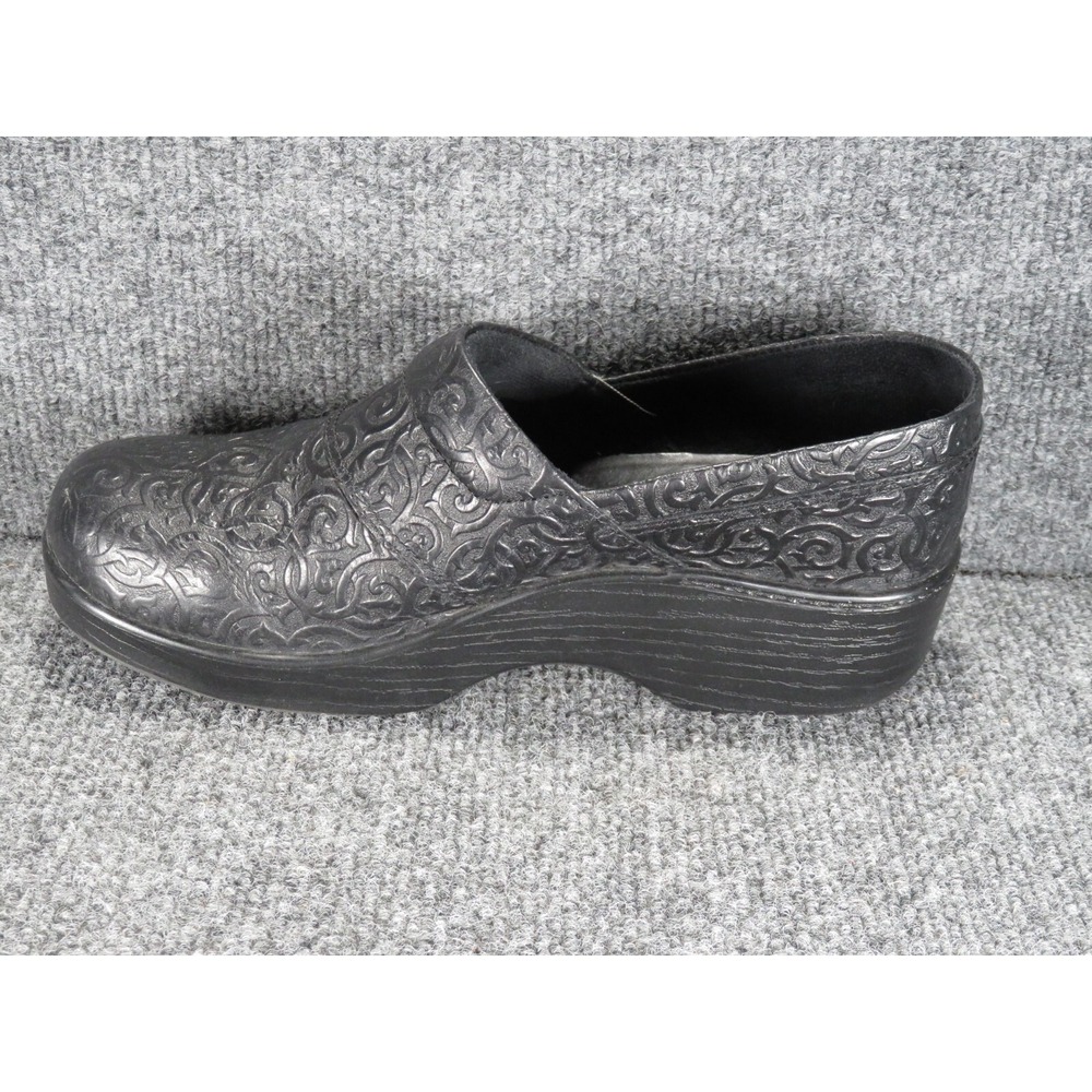 Abeo Flora Clog Black Leather Slip On Women's 8.5N Comfort Professional Textured - Picture 8 of 16